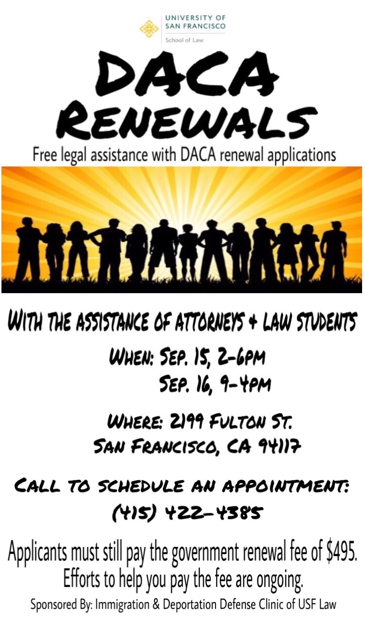 DACA Renewal Applications Free Legal Assistance San Francisco